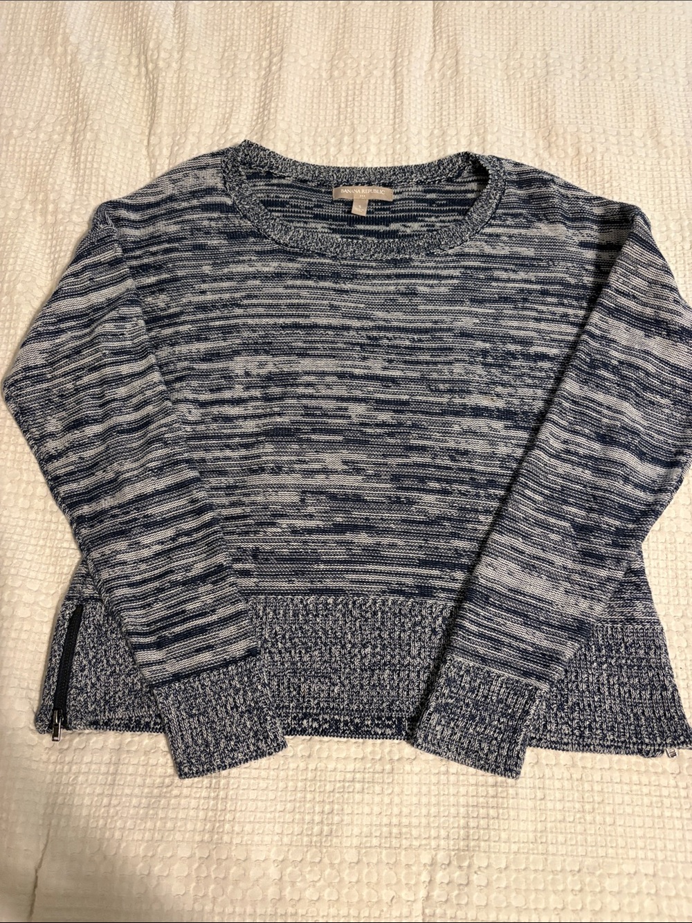 Banana Republic Navy and Light Blue Marled Crewneck Sweater